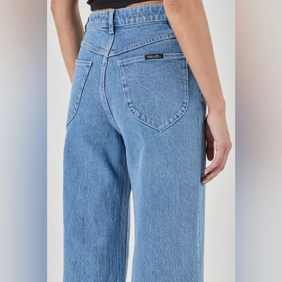 ROLLA’S Sailor Patch Pocket Wide Leg Jean in Lily Blue Light Wash Size 28 - Picture 2 of 10